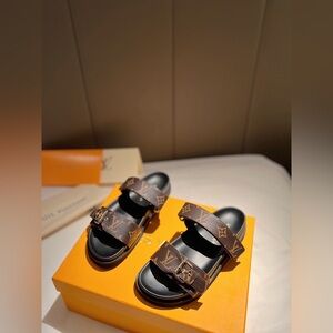 LV Louis Vuitton Monogram Brown Sandals women’s